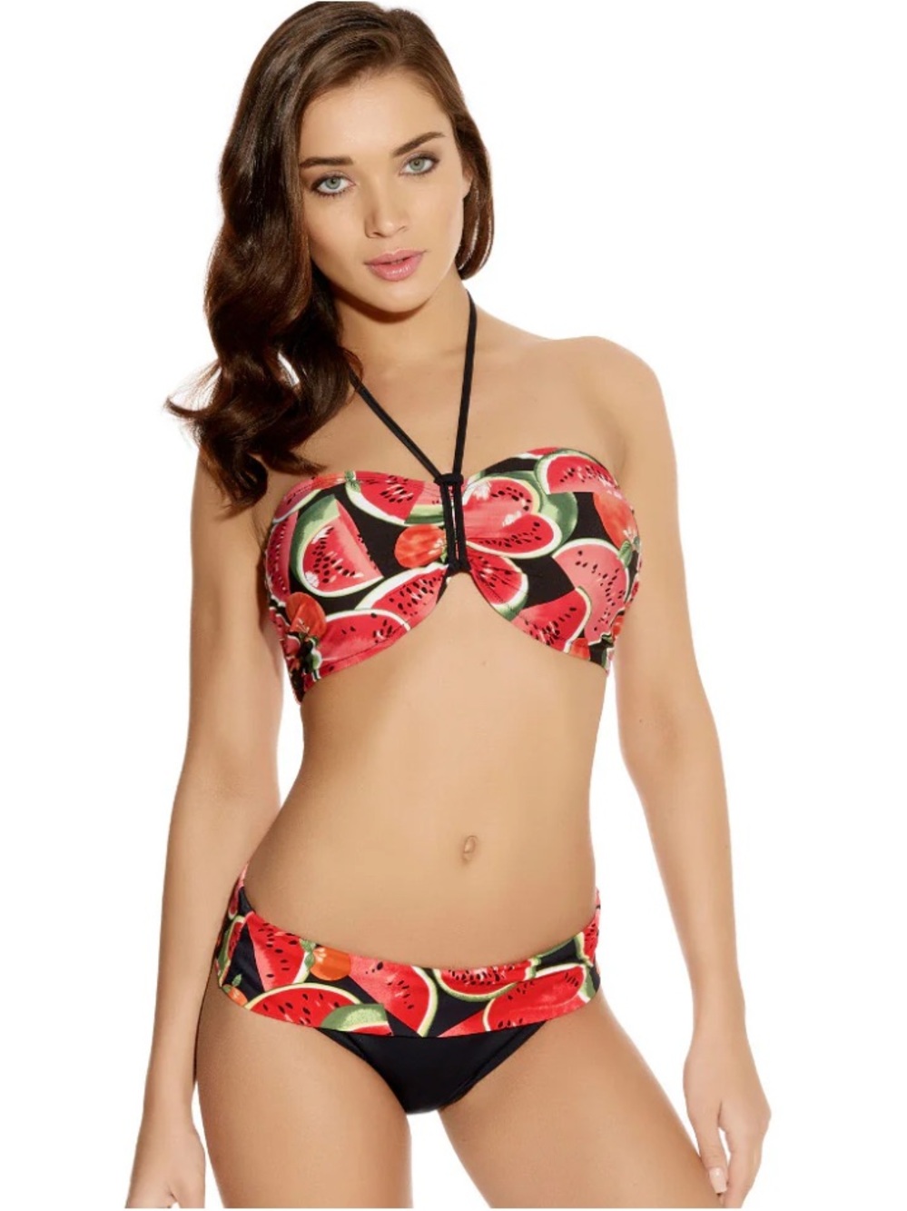 Freya Watermelon bikini - strapless bandeau and fold over bottom